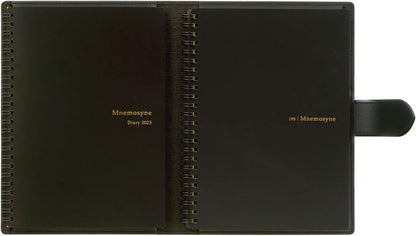 Maruman Mnemosyne Lined Notebook- Vertical A5, 5.83" x 8.27", 70 Sheets / 140 Pages, 7mm College Ruled With Center Line Journal, Perforated Pages & Wire-Bound to Lay Flat, Black, Made in Japan - Colors A