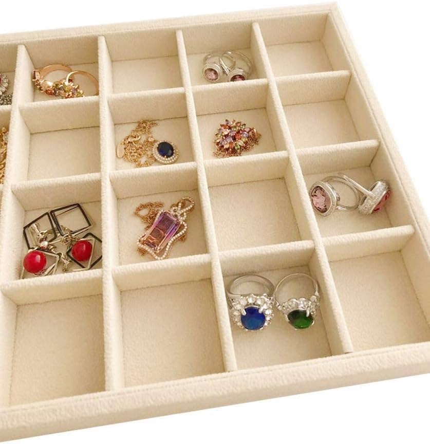 Velvet Sunglasses Organizer Tray 4 Slot, Stackable Eyewear & Glasses Display Case, Premium Beige Velvet, Scratch-Free Lining, Drawer Insert for Dressing Table Vanity Home Retail Trade Show