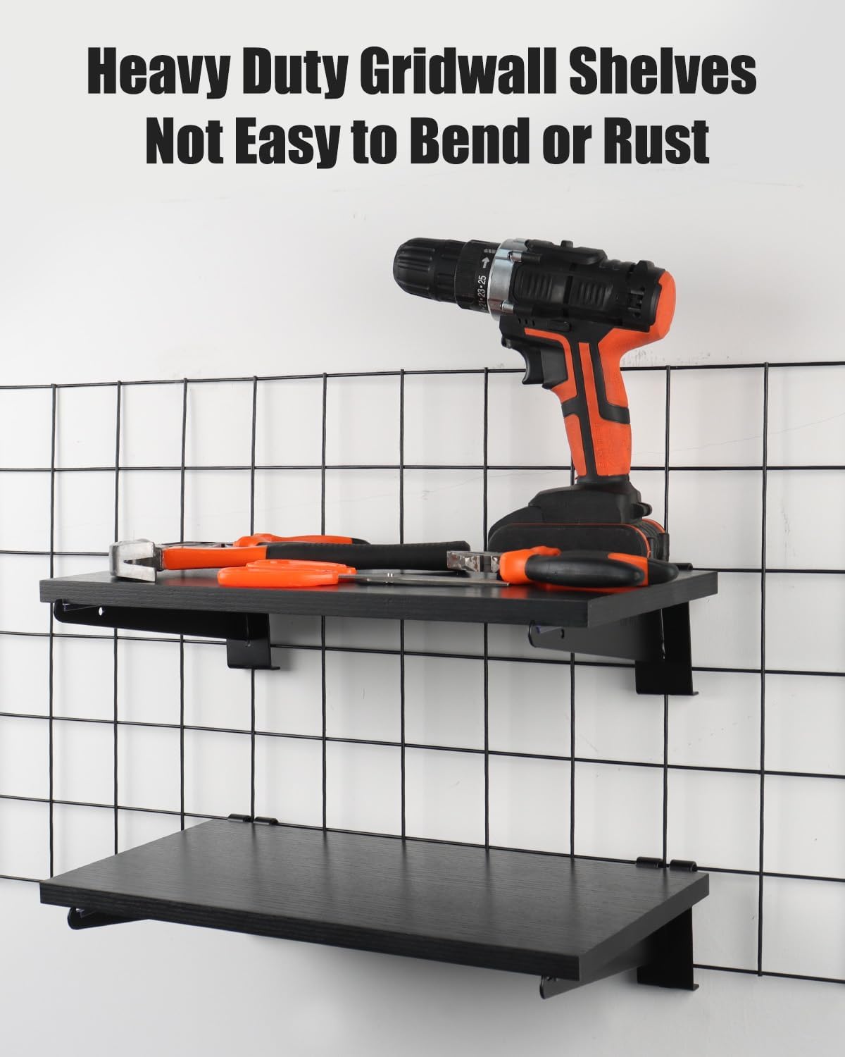 6 Pack Gridwall Shelf with Metal Brackets, 16"x 8" Wooden Gridwall Shelves Heavy Duty Gridwall Shelving Organizer Accessories for Garage, Visualizer, Workbench and Bitchenette (16x8x0.6)