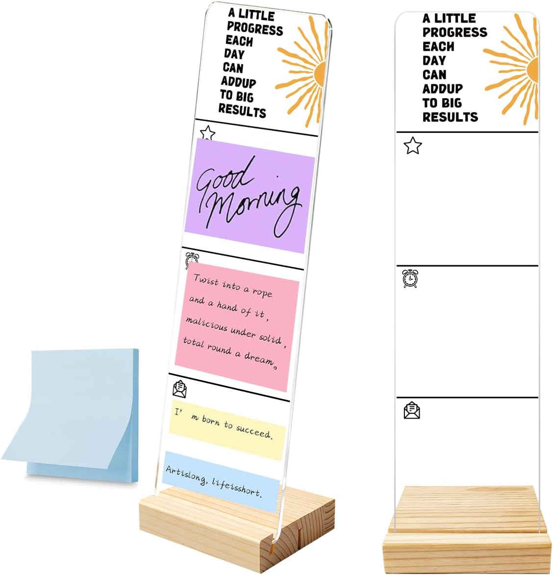Monitor Memo Board with Removable Wooden Base Acrylic Portable Sticky Note Holder, It's Fine I'm Fine Everything is Fine Logo Office Desk Desk Set Sticky Notes 100 Sheets