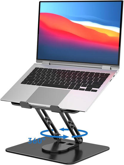 Laptop Stand for Desk Adjustable Computer Stand with 360 Rotating Base Ergonomic Laptop Riser Mount for Desk Foldable Protable Computer Desk Fits with MacBook Pro Air, Rectangle