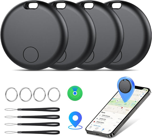 Air Tracker Tags-4 Pack: Smart Bluetooth Tracker, Item Finder Works with Apple Find My (iOS Only) App, Trakcer Tag Locator for Keys, Luggage, Satchel, weTag mini. (Not for Android Devices)