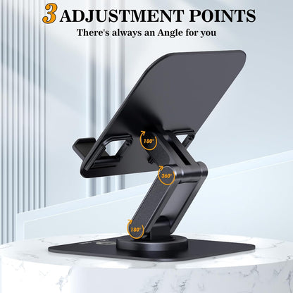 OCYCLONE iPad Stand, 360° Rotating Adjustable Foldable iPad Tablet Stand Holder for Desk Compatible with Kindle Tablet iPad 4" - 15.6" Portable Monitor Stand, Black