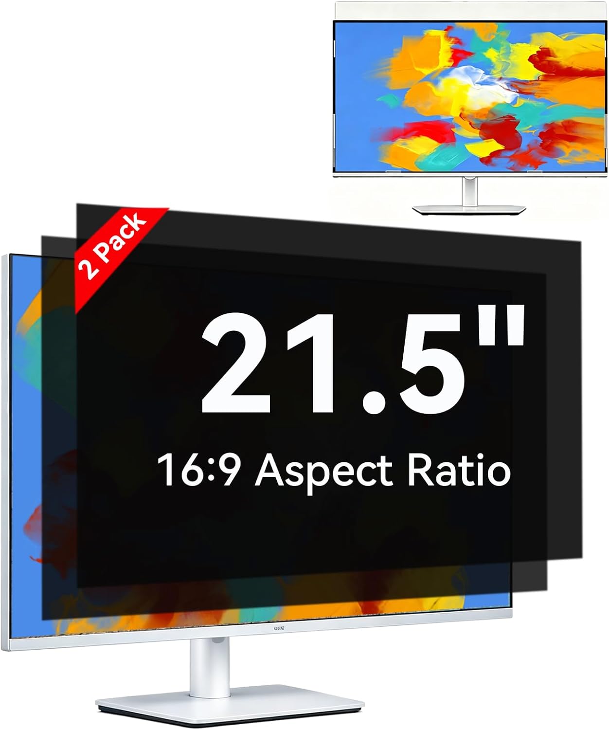 [2-Pack] 24 Inch Computer Privacy Screen 16:9 Aspect Ratio Widescreen Monitor, Eye Protection Anti Blue Light Glare Computer Monitor Privacy Filter, 24inch Removable Black Blackout Anti Spy Desktop Security Privacy Filter