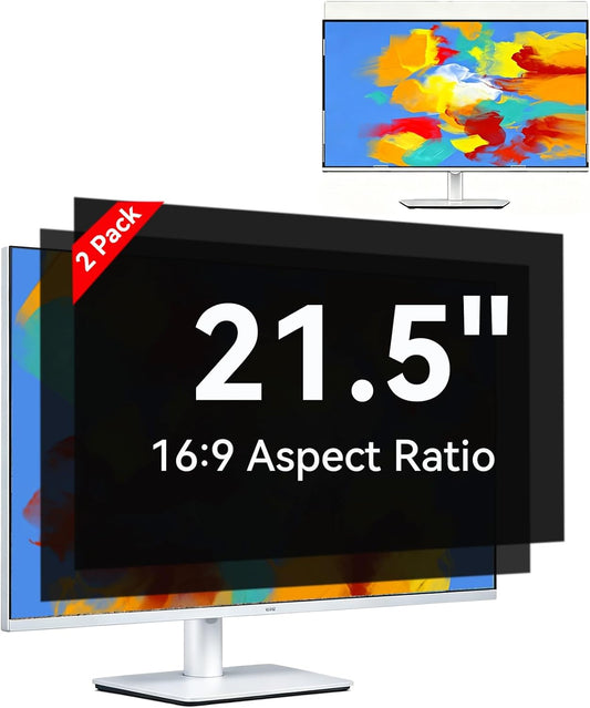 [2-Pack] 24 Inch Computer Privacy Screen 16:9 Aspect Ratio Widescreen Monitor, Eye Protection Anti Blue Light Glare Computer Monitor Privacy Filter, 24inch Removable Black Blackout Anti Spy Desktop Security Privacy Filter