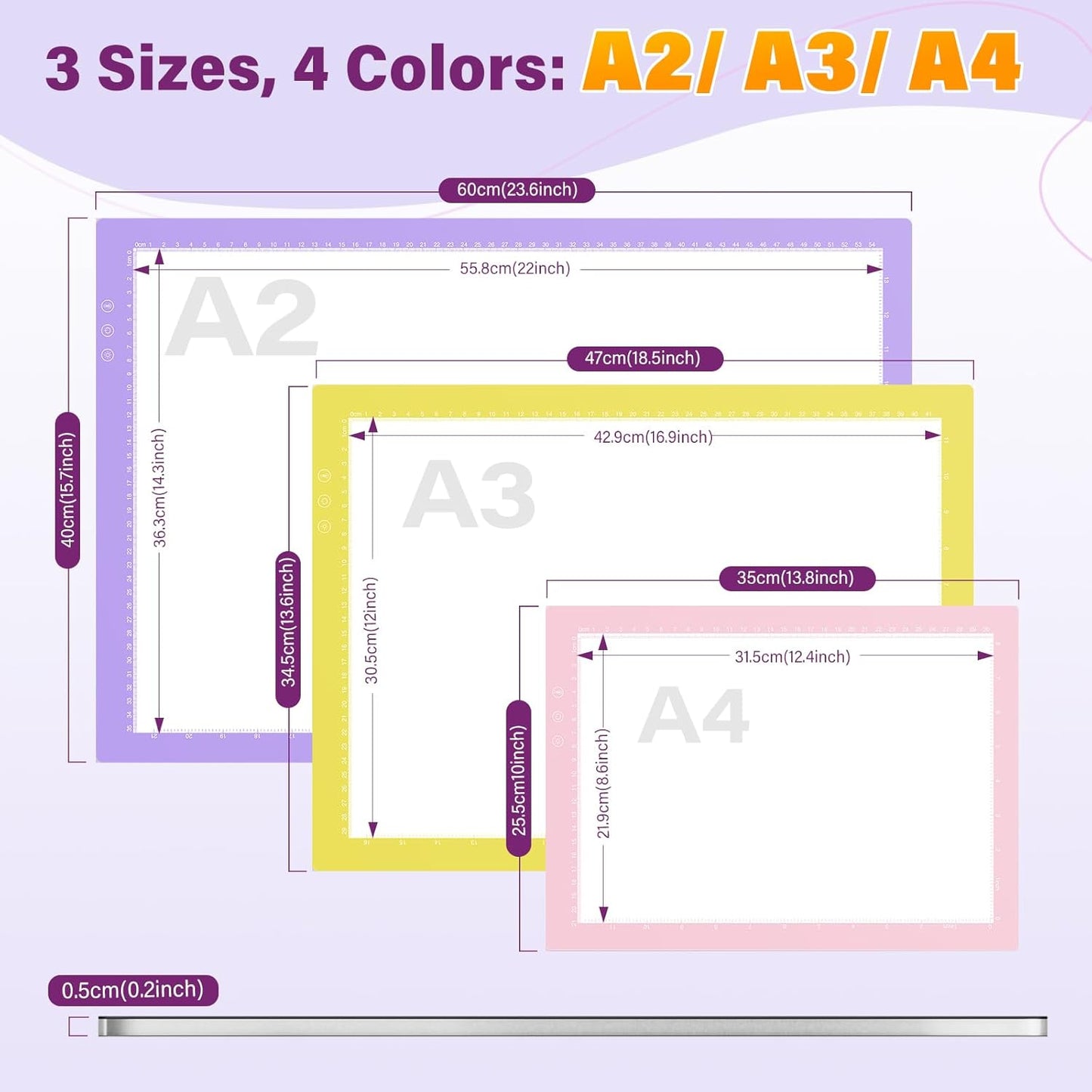 ZEXALIGHT A4 Light Box for Tracing, Light Pad for Diamond Painting with 8 Levels/Stepless Dimming Brightness and 3 Color Modes, Ultra-Thin Copy Board Light Table for Artists Tracing Drawing (Pink)