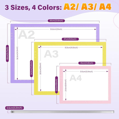 ZEXALIGHT A4 Light Box for Tracing, Light Pad for Diamond Painting with 8 Levels/Stepless Dimming Brightness and 3 Color Modes, Ultra-Thin Copy Board Light Table for Artists Tracing Drawing (Pink)