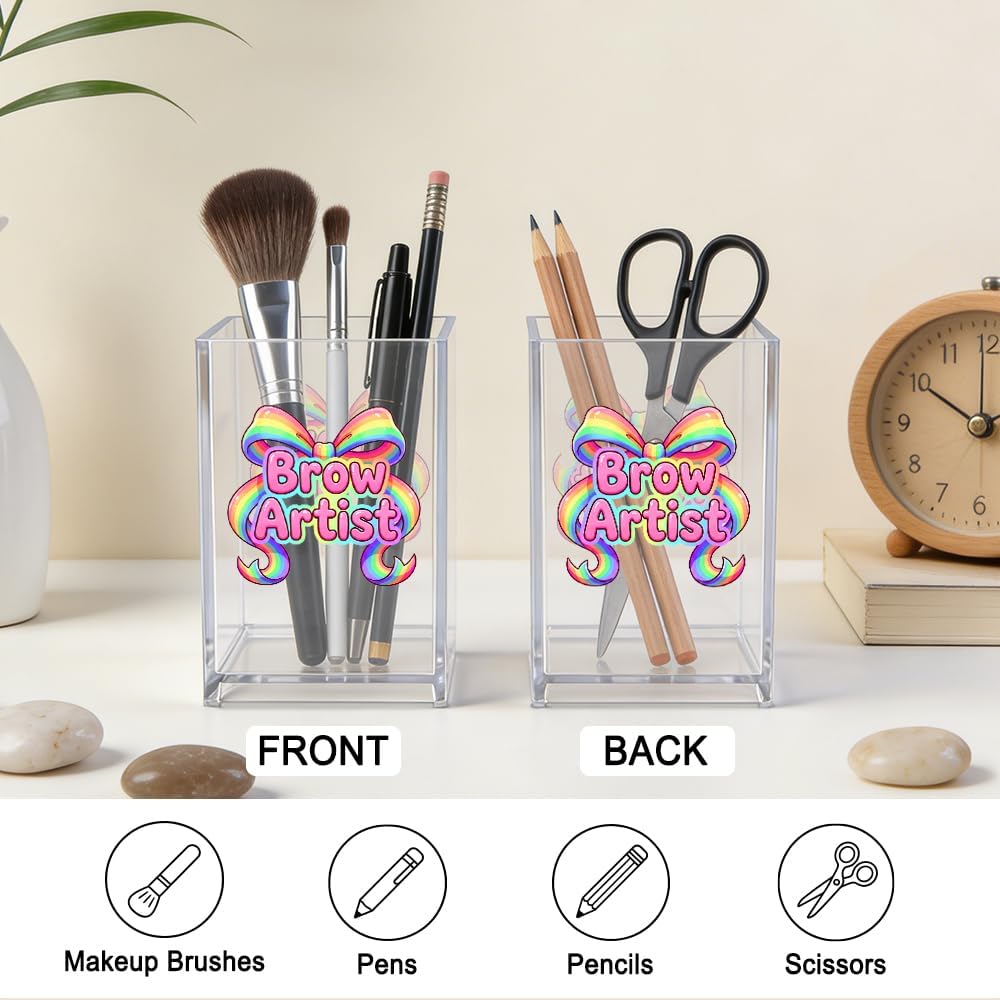 The Makeup Artist Acrylic Cosmetic Pencil Pen Holder, Funny Vanity Accessories for Girls, Makeup Brushes Holder for Beauty Specialist Esthetician, Make Up Artist MUA Appreciation Gifts