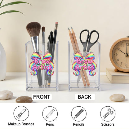 The Makeup Artist Acrylic Cosmetic Pencil Pen Holder, Funny Vanity Accessories for Girls, Makeup Brushes Holder for Beauty Specialist Esthetician, Make Up Artist MUA Appreciation Gifts