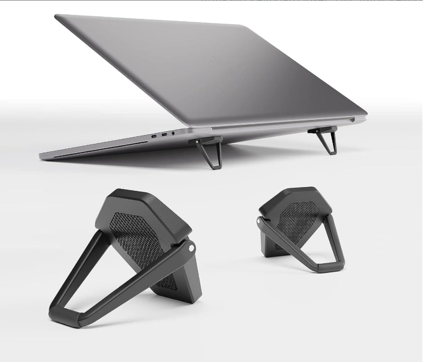 Portable Invisible Laptop Stand - 2PCS Zinc Alloy Laptop Mini Stand Heat Dissipation Pad, Laptop Lifter for 12-20 Inch Laptops (Black)