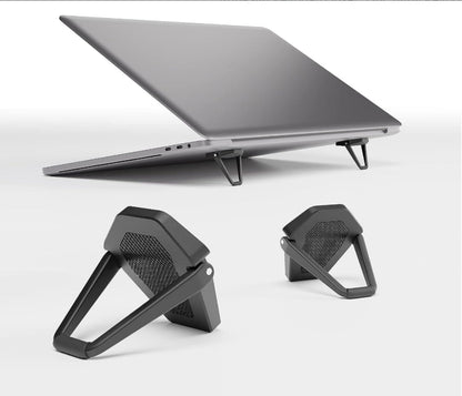 Portable Invisible Laptop Stand - 2PCS Zinc Alloy Laptop Mini Stand Heat Dissipation Pad, Laptop Lifter for 12-20 Inch Laptops (Black)