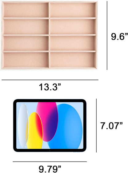 Frebeauty Sunglass Organizer,PU Leather Glasses Organizer,8-Slot Sunglasses Tray,Men's/Women's Sunglasses Box,Sunglass Case,13.3 x 9.6 x 1.5 Inches,Eyeglass/Eyewear Display Tray(Grey)