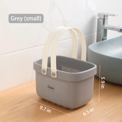 JiatuA Plastic Storage Basket with Handle Portable Shower Caddy Tote Organizer Basket Bin for Bathroom Kitchen Dorm Room Bedroom, Green