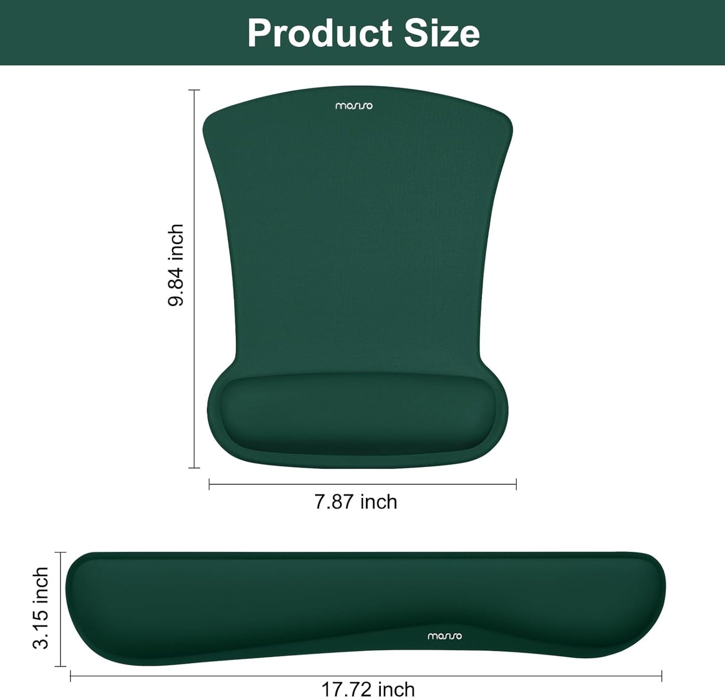 MOSISO Wrist Rest Support for Mouse Pad & Keyboard Set, Ergonomic Mousepad Non-Slip Base Home/Office Pain Relief & Easy Typing Cushion with Neoprene Cloth & Raised Memory Foam, Black