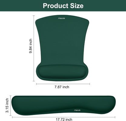 MOSISO Wrist Rest Support for Mouse Pad & Keyboard Set, Ergonomic Mousepad Non-Slip Base Home/Office Pain Relief & Easy Typing Cushion with Neoprene Cloth & Raised Memory Foam, Black