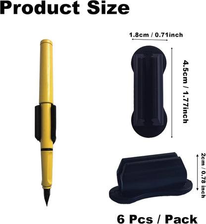 6 Pack Adhesive Pencil Holders for Desk, Silicone Pencil Holder for Classroom, Flexible Pen Holder for Clipboard Stylus Organizer Marker Holder for School Accessories, Teacher Office Supplies (Black)