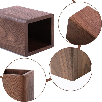 Wooden Pencil Holder, Stationery Organizer, Square Pen Cup Holder, Black Walnut Wood, Handwork, Desk Decoration, for Stationery, Make up Brushes, Desks, Offices (Brown)