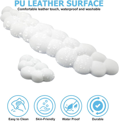 Cloud Wrist Rest Keyboard, PU Leather Memory Foam Wrist Rest for Computer Keyboard, Ergonomic Keyboard Wrist Rest and Cute Mouse Wrist Rest for Gaming,Office,Computer,Typing Pain Relief,Pastel Green