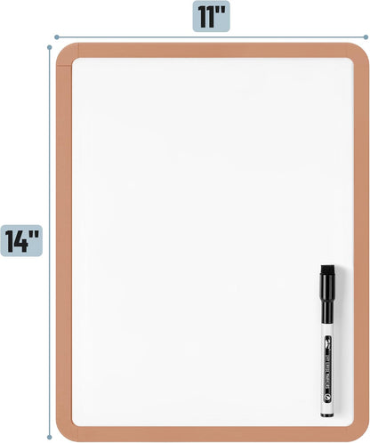 Mr. Pen- Dry Erase Board, 14” x 11” with a Black Dry Erase Marker, White Frame, Small Mini White Board for Students, Fridge, Wall, Locker, Includes Double Sided Tapes