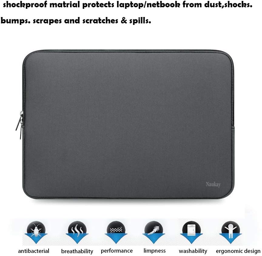Naukay Laptop Sleeve Case, 15.6 Inch,Resistant Neoprene Notebook Computer Pocket Case/Tablet Briefcase Carrying Bag Compatible Asus/Dell/Fujitsu/HP/Sony/Toshiba/Acer- (Black)