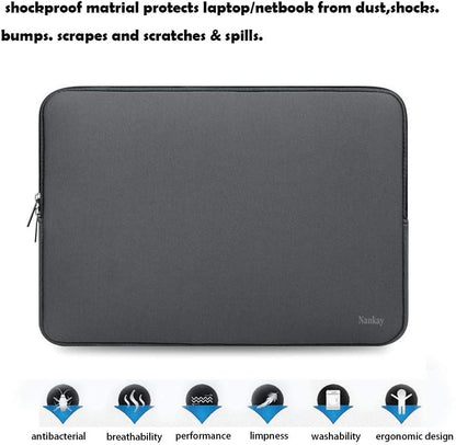 Naukay Laptop Sleeve Case, 15.6 Inch,Resistant Neoprene Notebook Computer Pocket Case/Tablet Briefcase Carrying Bag Compatible Asus/Dell/Fujitsu/HP/Sony/Toshiba/Acer- (Black)