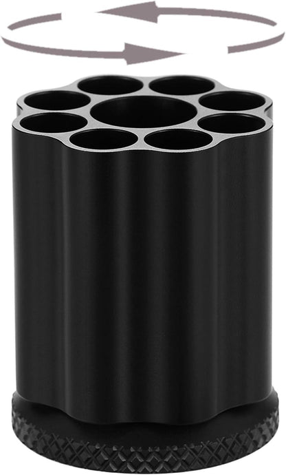 Rotating Revolver Pen Holder, Gun Cylinder Pen Holders, Favorite Pencil Holder and Perfect Stationery Supplies (Black)