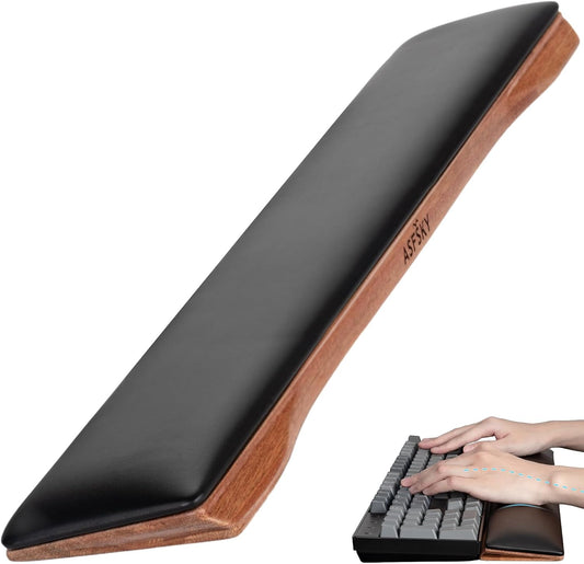Keyboard Wrist Rest with Memory Foam Anti-Slip Rubber Base Ergonomic Wooden Wrist Rest for Mechanical Keyboard Durable and Easy to Clean for Gamer Staff (Walnut)