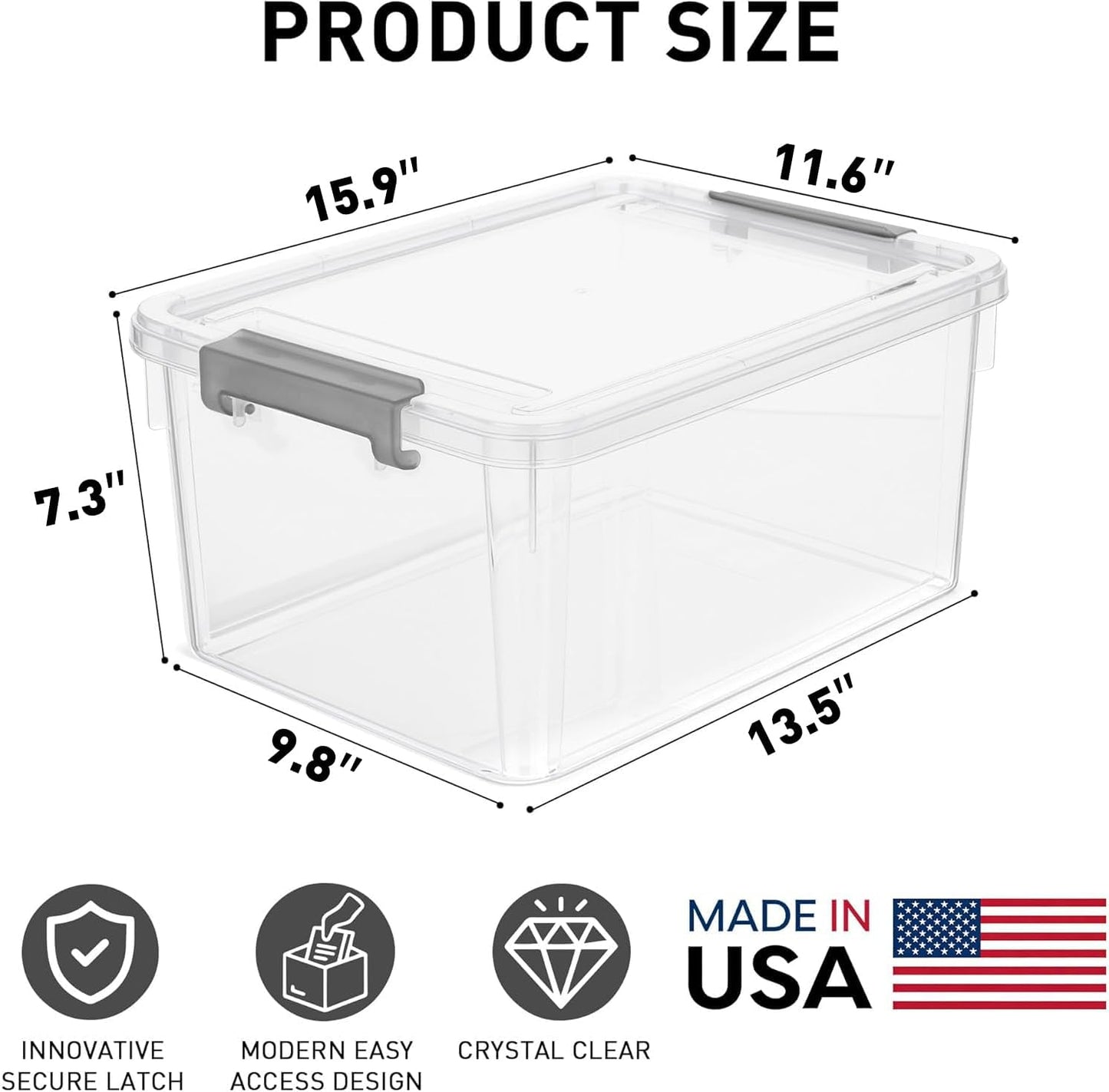 Citylife 17 QT Plastic Storage Bins Clear Storage Box with Lids Multipurpose Stackable Storage Containers for Organizing Tool, Craft, Crayon