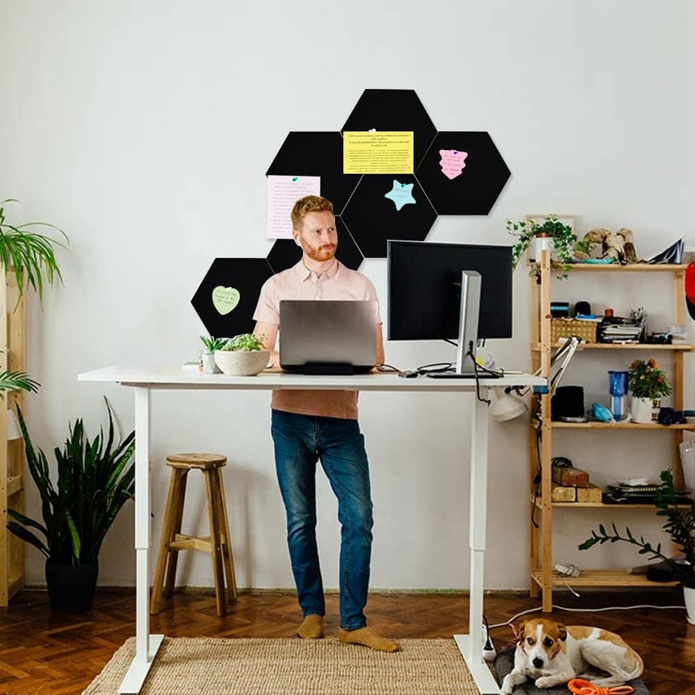 Vuzvuv Black 28"x16" Large Cork Board with 50 Push Pins & Sticky Notes, Self-Adhesive Bulletin Board for Wall, Felt Pin Vision Board for Paste Notes,Schedules Offices Home