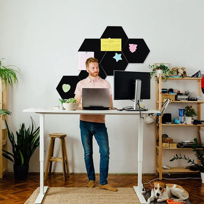 Vuzvuv Black 28"x16" Large Cork Board with 50 Push Pins & Sticky Notes, Self-Adhesive Bulletin Board for Wall, Felt Pin Vision Board for Paste Notes,Schedules Offices Home