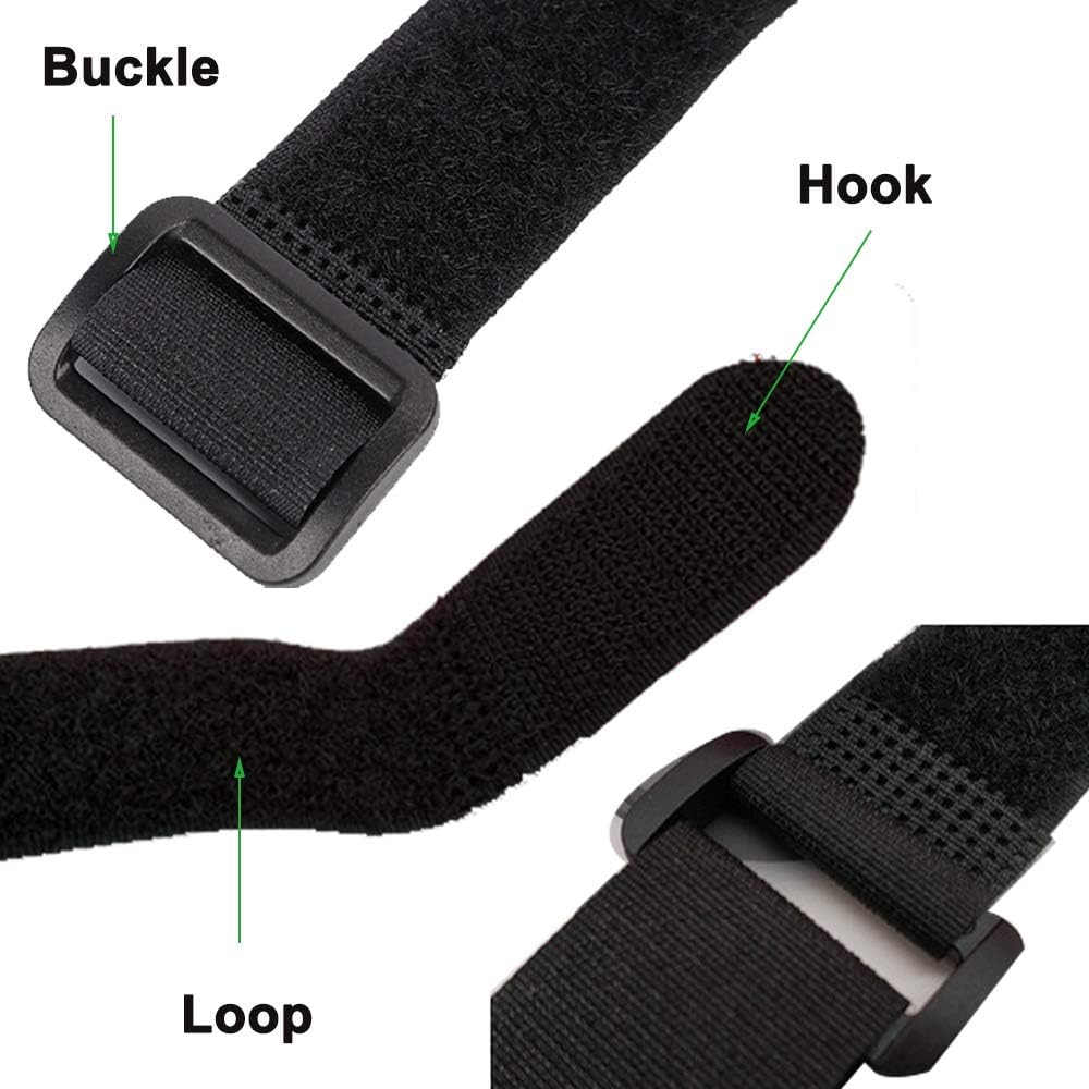 Fastening Nylon Strap with Buckle,10Pack Reusable Self-Adhesive Hook and Loop Cable Securing Straps,Adjustable Cinch Straps for Cords Organized and Tidy(1" x 8")