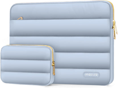 MOSISO Laptop Case 13.3 inch,13-13.3 inch Puffy Laptop Sleeve Compatible with MacBook Neo/Air 13.6 M5 M4 M3 M2 M1/Pro 13/14,HP Dell ASUS Lenovo,Polyester Horizontal Bag with Small Case, Sand