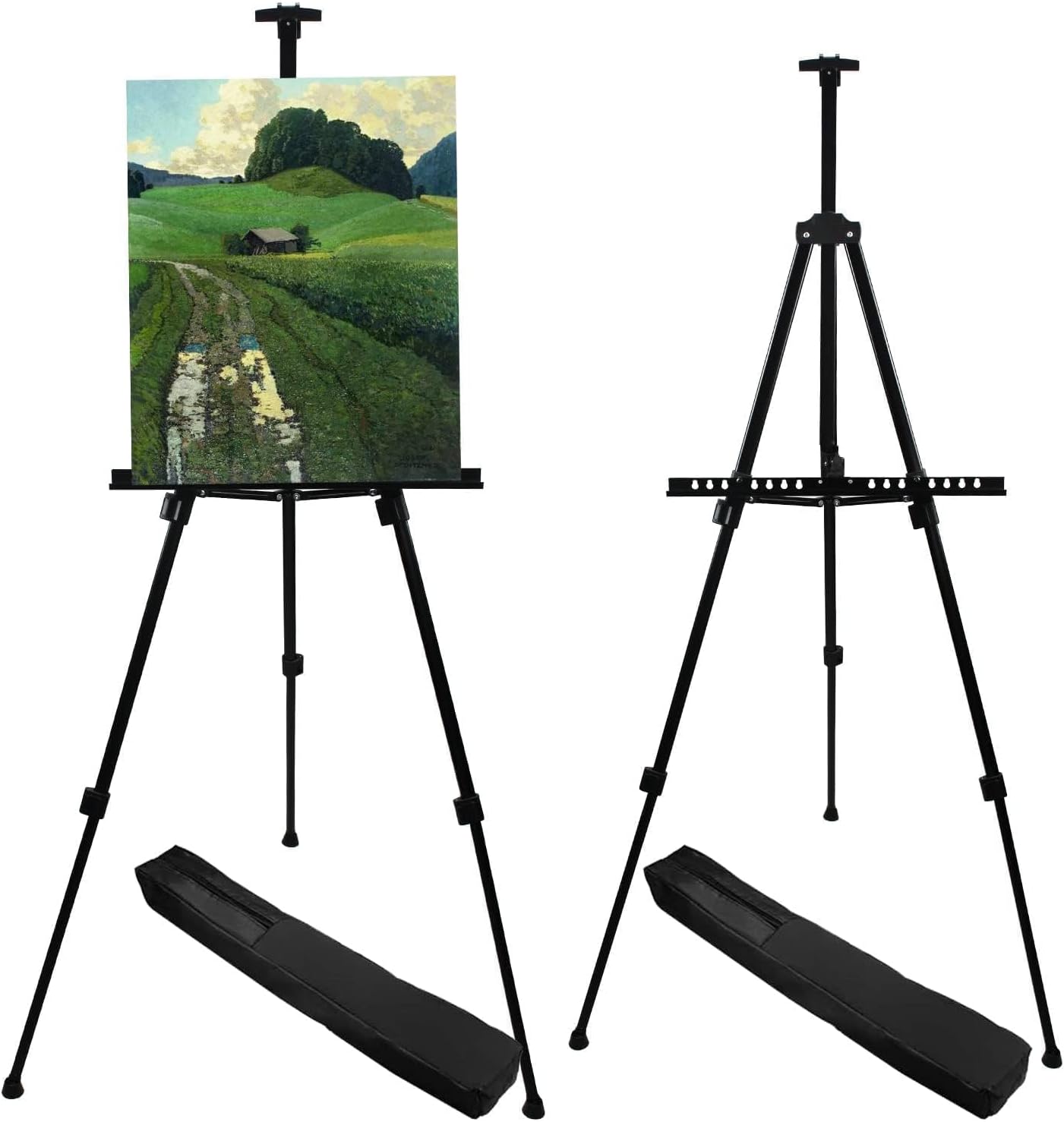 Art Easel Stand for Painting and Sign - RRFTOK 17 to 66 Inch Adjustable Aluminum Tripod Easels for Display, Portable Canvas and Poster Stand with Carry Bag for Beginners, Students and Classroom Use