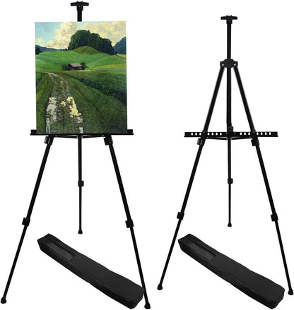 Art Easel Stand for Painting and Sign - RRFTOK 17 to 66 Inch Adjustable Aluminum Tripod Easels for Display, Portable Canvas and Poster Stand with Carry Bag for Beginners, Students and Classroom Use