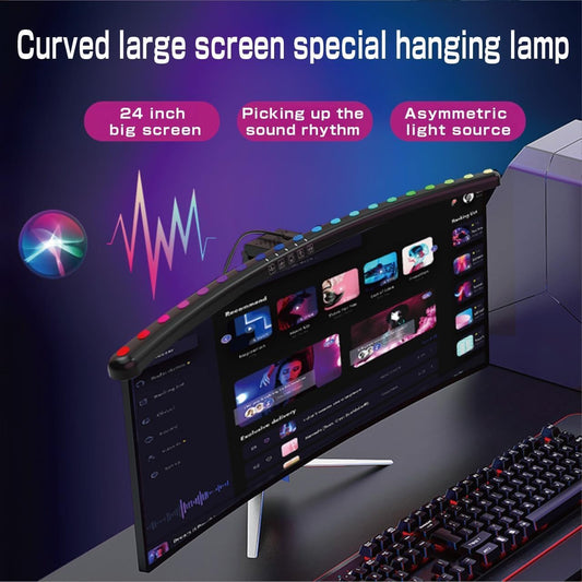RGB Music Sync Monitor Light Bar for Curved Monitors 24-27 Inch - Touch Control USB Powered Screen Light with Eye Care