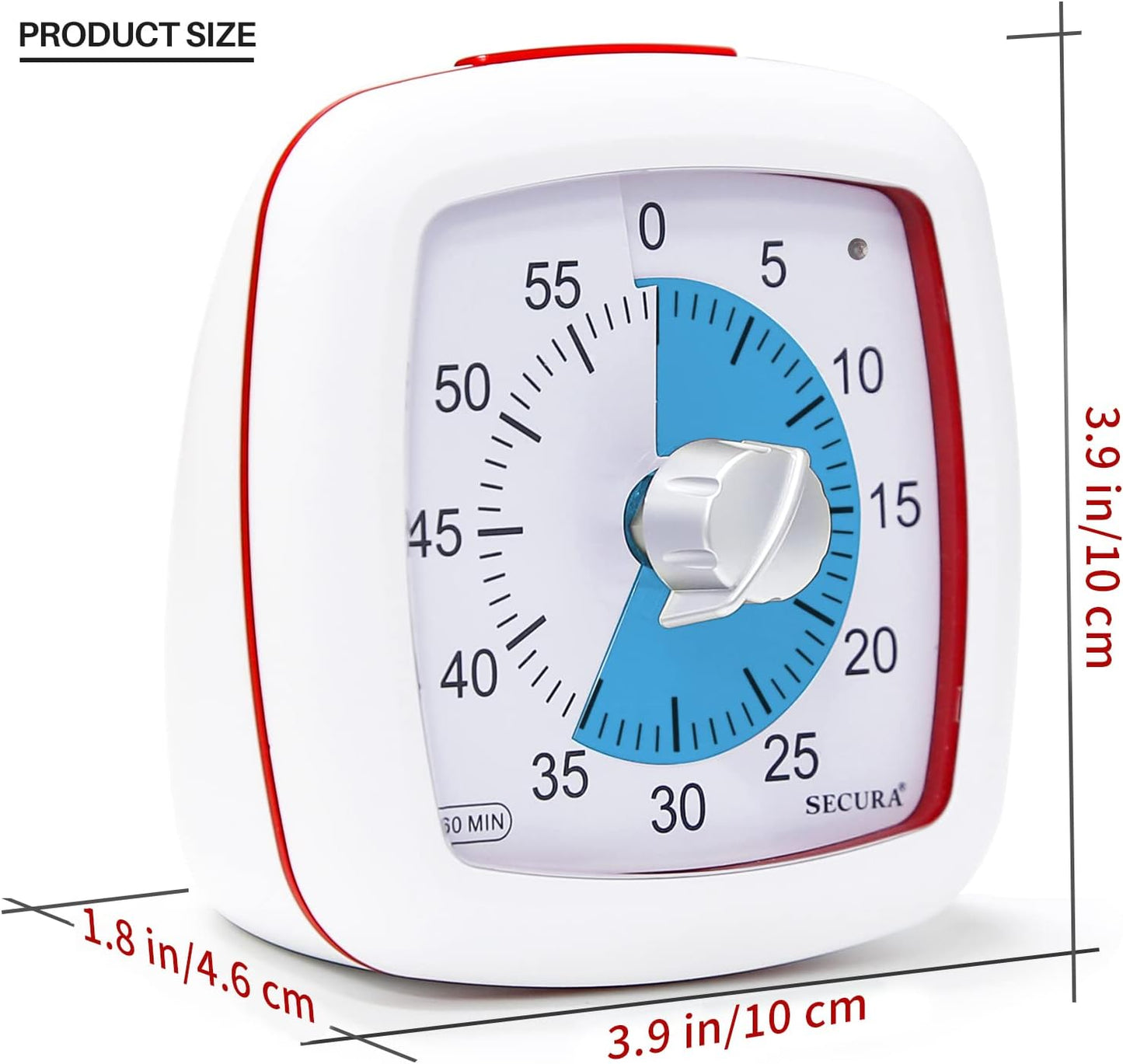 Secura 60-Minute Visual Timer, Silent Study Timer for Kids and Adults, Time Clocks, Time Management Countdown Timer for Teaching (Black & Cloud)