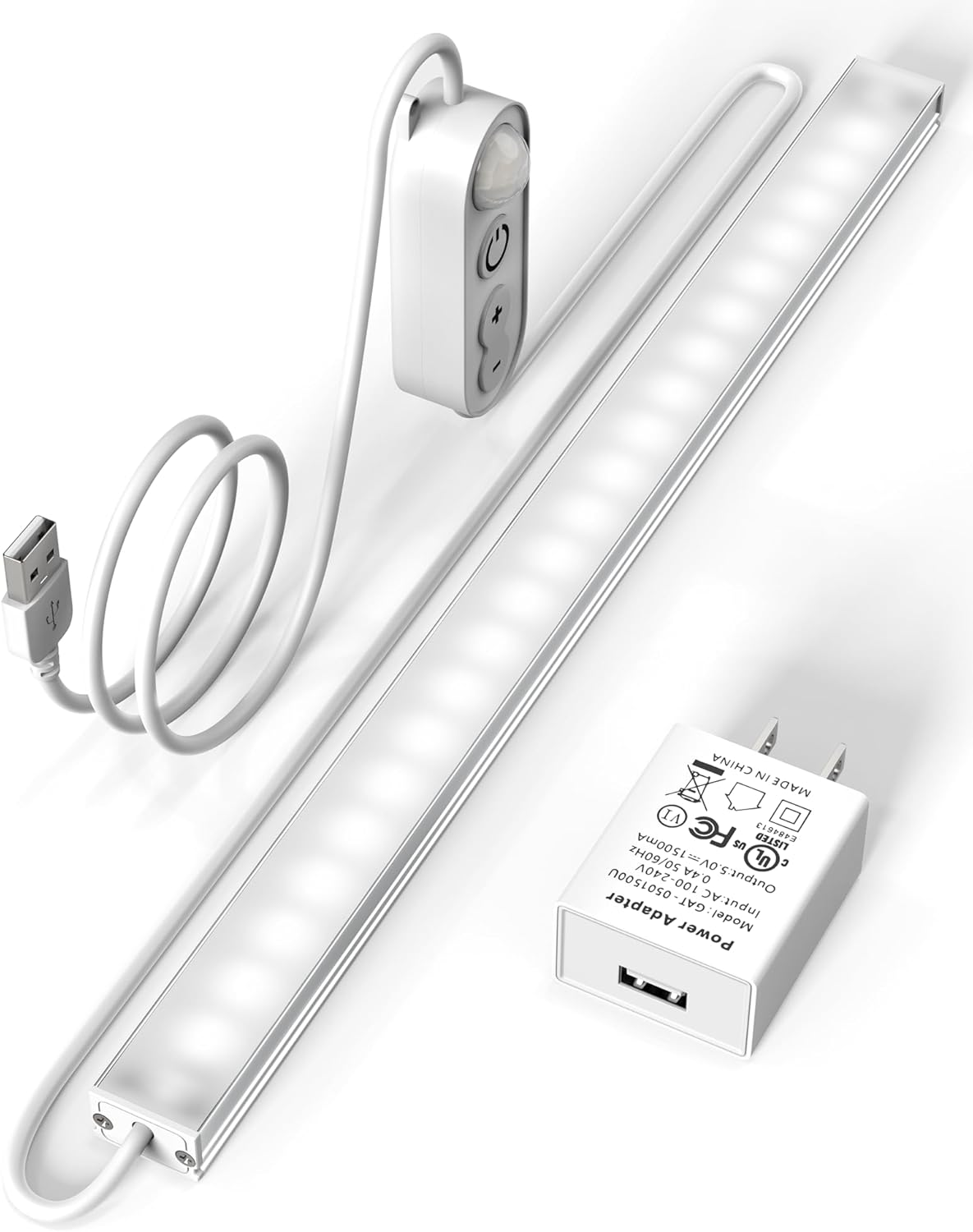 ASOKO Under Cabinet Led Lighting, 12 Inch Light Strip Bar, Daylight White 5000K Dimmable Plug in USB Light, Small Thin Led Under Counter Lighting for Kitchen/Room/Shelf/Desk/Display Case
