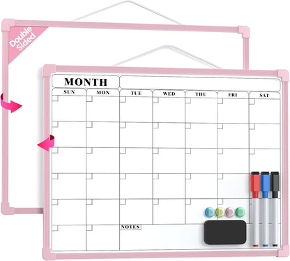 MaxGear Monthly Calendar Dry Erase Board for Wall, 16"x12" Small Hanging Double-Sided White Board, Portable Whiteboard for Planning, Drawing, Memo, to Do List, School, Home, Kitchen, Office