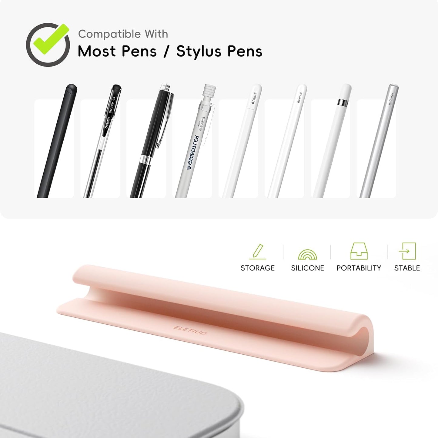 ELETIUO Silicone Pencil Holder Sleeve,Compatible with Apple Pencil (USB-C),Apple Pencil 1st/ 2nd Generation,Strong Adhesive Sticky Attached to iPad Case for Stylus Pens,Black