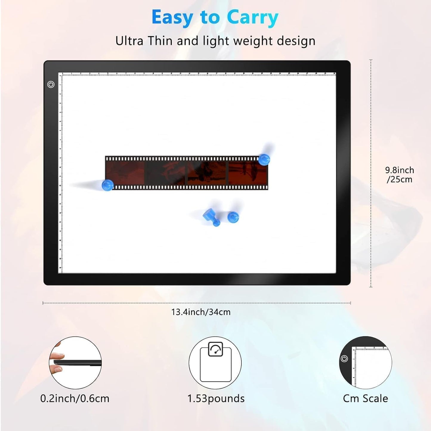 Slide & Negative Viewer Light Box, Light Table for Scanning Film Negatives and Slides/4A Light Pad,3-Level Backlight Ultra-Thin Film Scanner-USB Powered