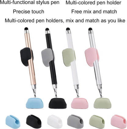 4pcs Stylus Pens and 6pcs Silicone Pen Holders, Capacitive Touch Screen Stylus Pencil Set for iPhone/iPad iOS/Android 15/14 Devices