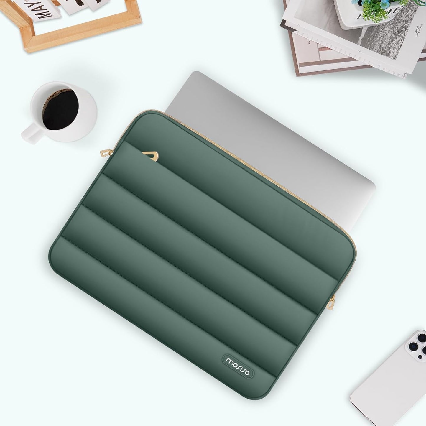 MOSISO Laptop Case 13.3 inch,13-13.3 inch Puffy Laptop Sleeve Compatible with MacBook Neo/Air 13.6 M5 M4 M3 M2 M1/Pro 13/14,HP Dell ASUS Lenovo,Polyester Horizontal Bag with Small Case, Sand
