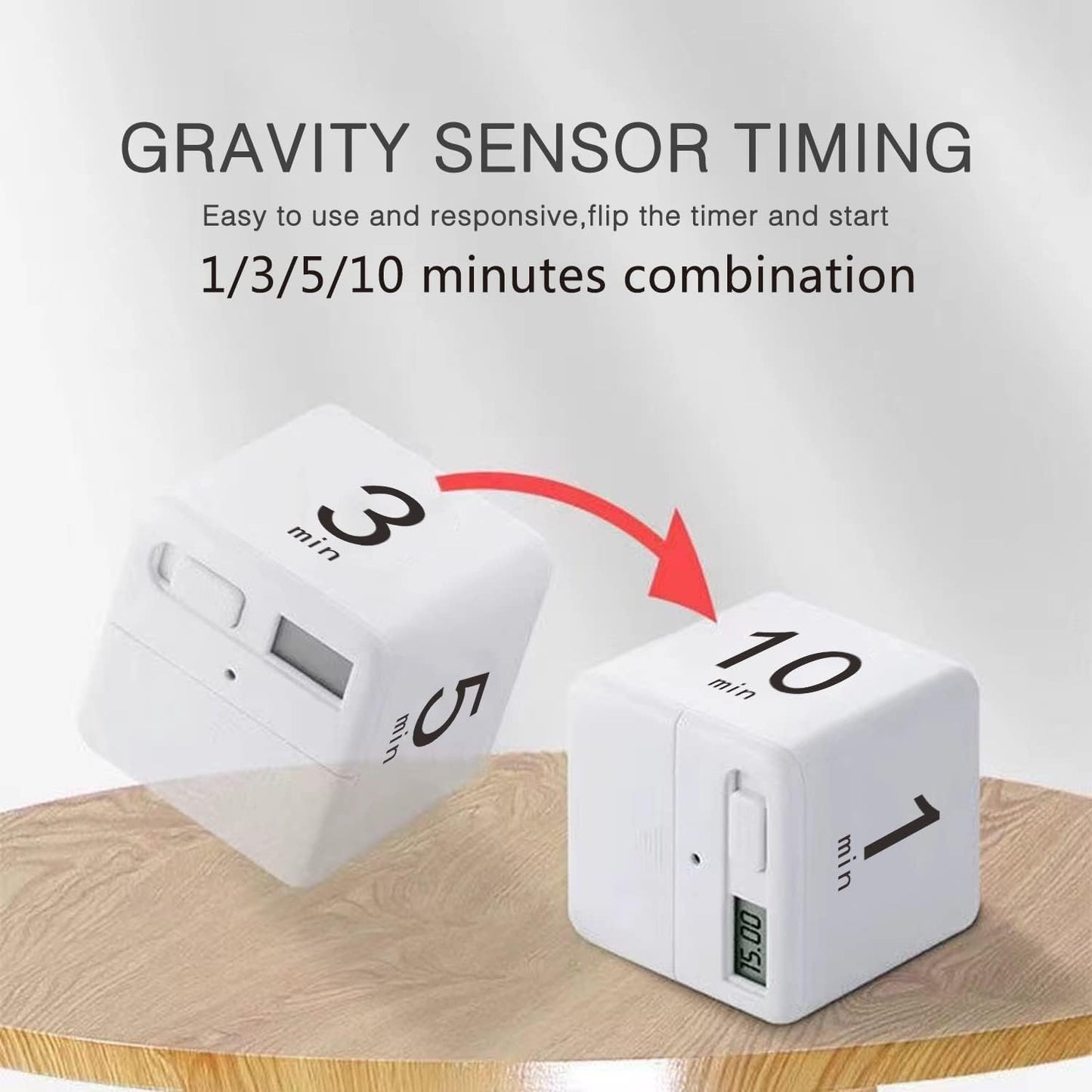 Cube Timer, Productivity Visual Timer 1/3/5/10 Minutes Preset, Desk Portable Rotating Multi Timers for ADHD Time Management Work Study Cooking Workout School