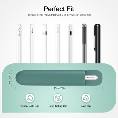 MoKo Pencil Case Holder, Adhesive Silicone Pencil Protected Sleeve Compatible with Apple Pencil Pro/ (USB-C)/ 1st/ 2nd Generation, Similarly Sized Styluses Accessories, Black