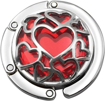 Multiple Hearts Style Premium Foldable Handbag Bag Purse Hanger Table Hook Holder (Gray)