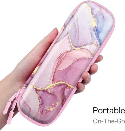 Fintie Holder Case for Apple Pencil Pro, Apple Pencil (USB-C / 1st / 2nd Generation), PU Leather Carrying Bag Sleeve Compatible with Pen, USB Cable, Samsung Stylus, Lilac Marble