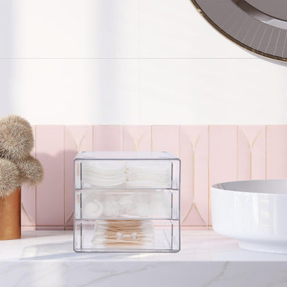 BTSKY Clear Acrylic Storage Organizer with Drawers, 5-Layer Desktop Organizer for Office Essentials, Multi-Purpose Stackable Container for Bathroom Vanity, Desk Makeup Jewelry Container Storage Box
