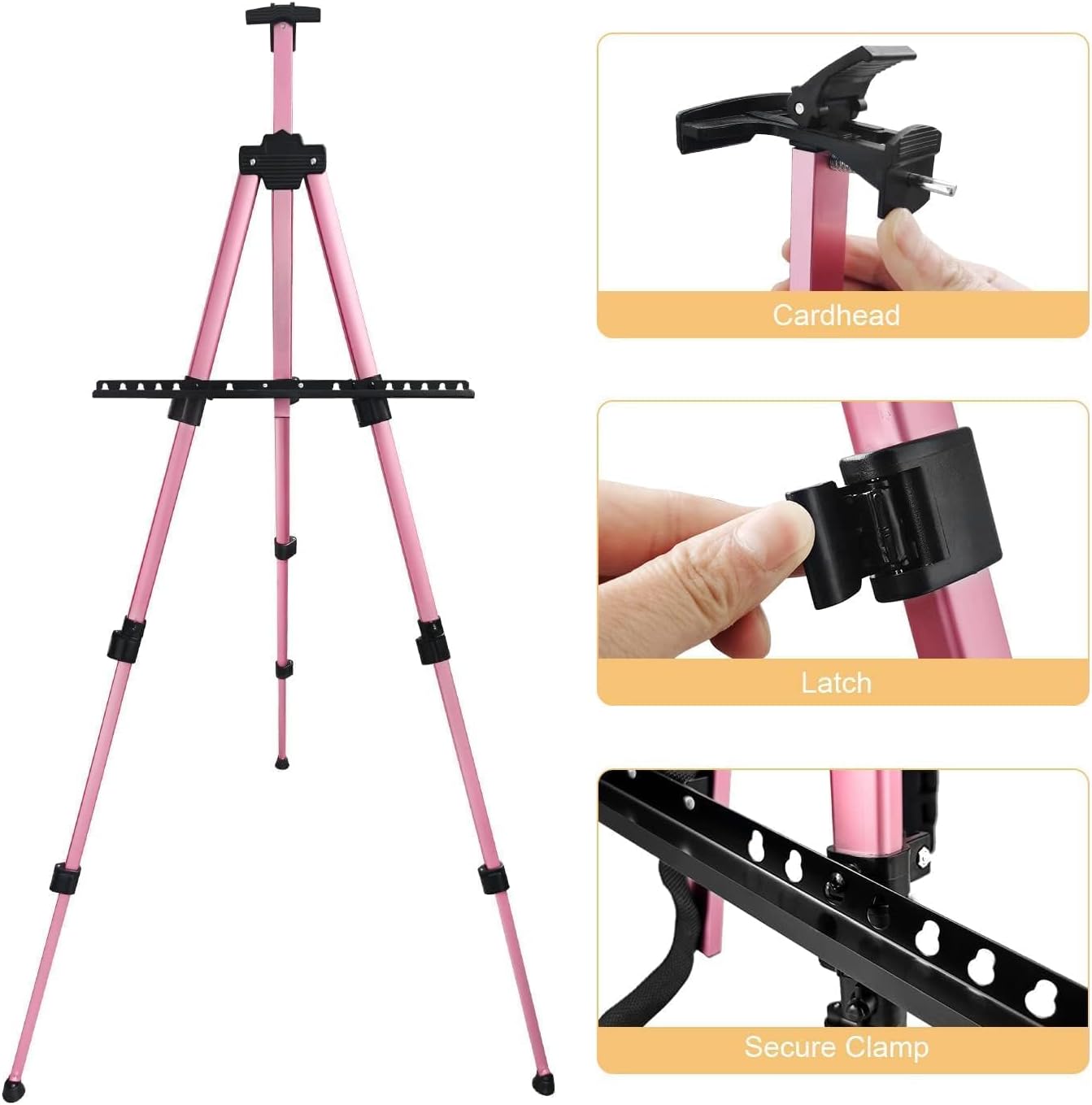 Art Easel Stand for Painting and Sign - RRFTOK 17 to 66 Inch Adjustable Aluminum Tripod Easels for Display, Portable Canvas and Poster Stand with Carry Bag for Beginners, Students and Classroom Use