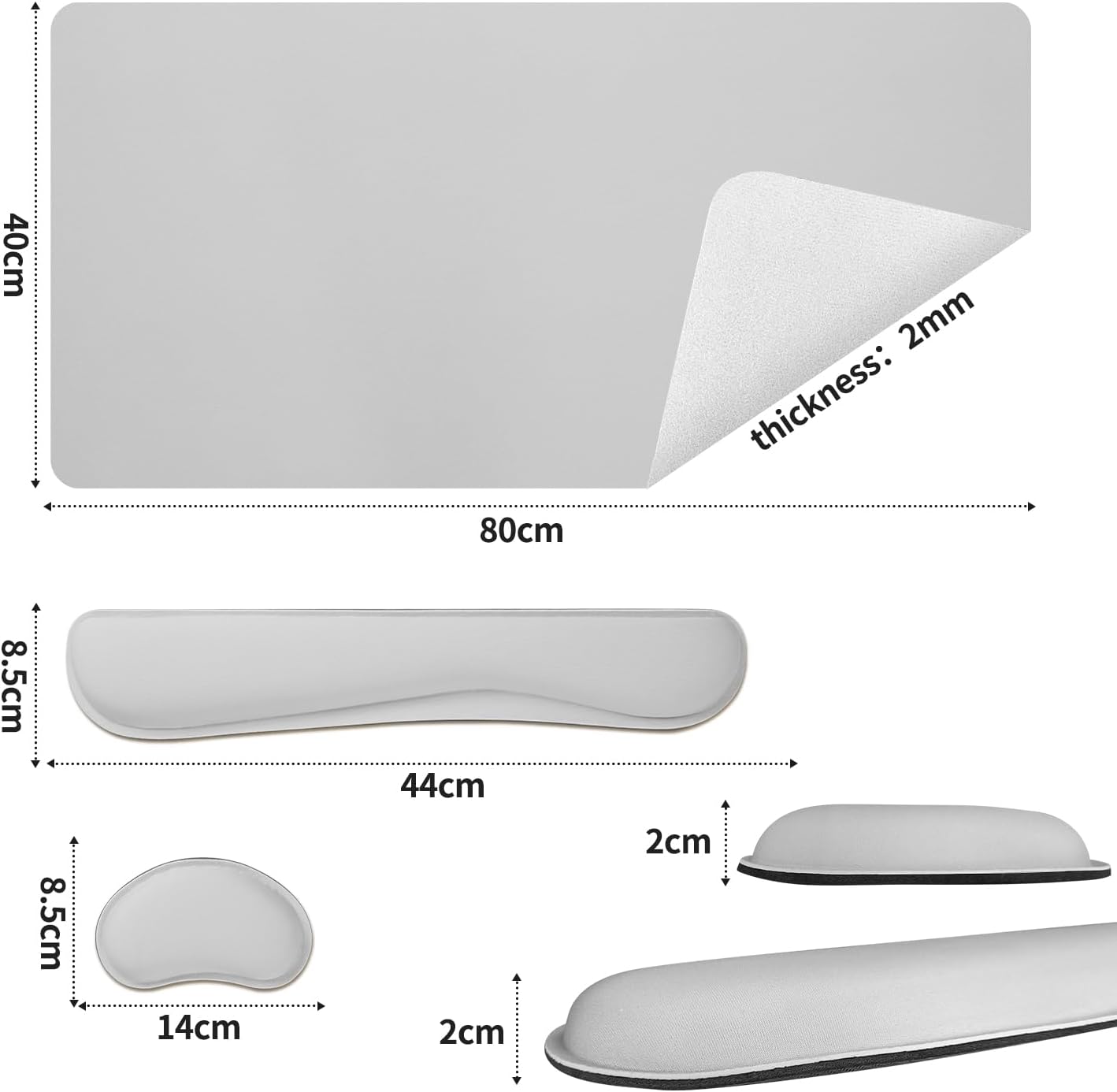 Bloss Leather Desk Pad and Keyboard Wrist Rest, Large Mouse Pad + Keyboard Pad+Mouse Wrist Support, Non-Slip Desk Mat Protector for Office, Home(31.5×15.7 Inches,Beige) - Colors B