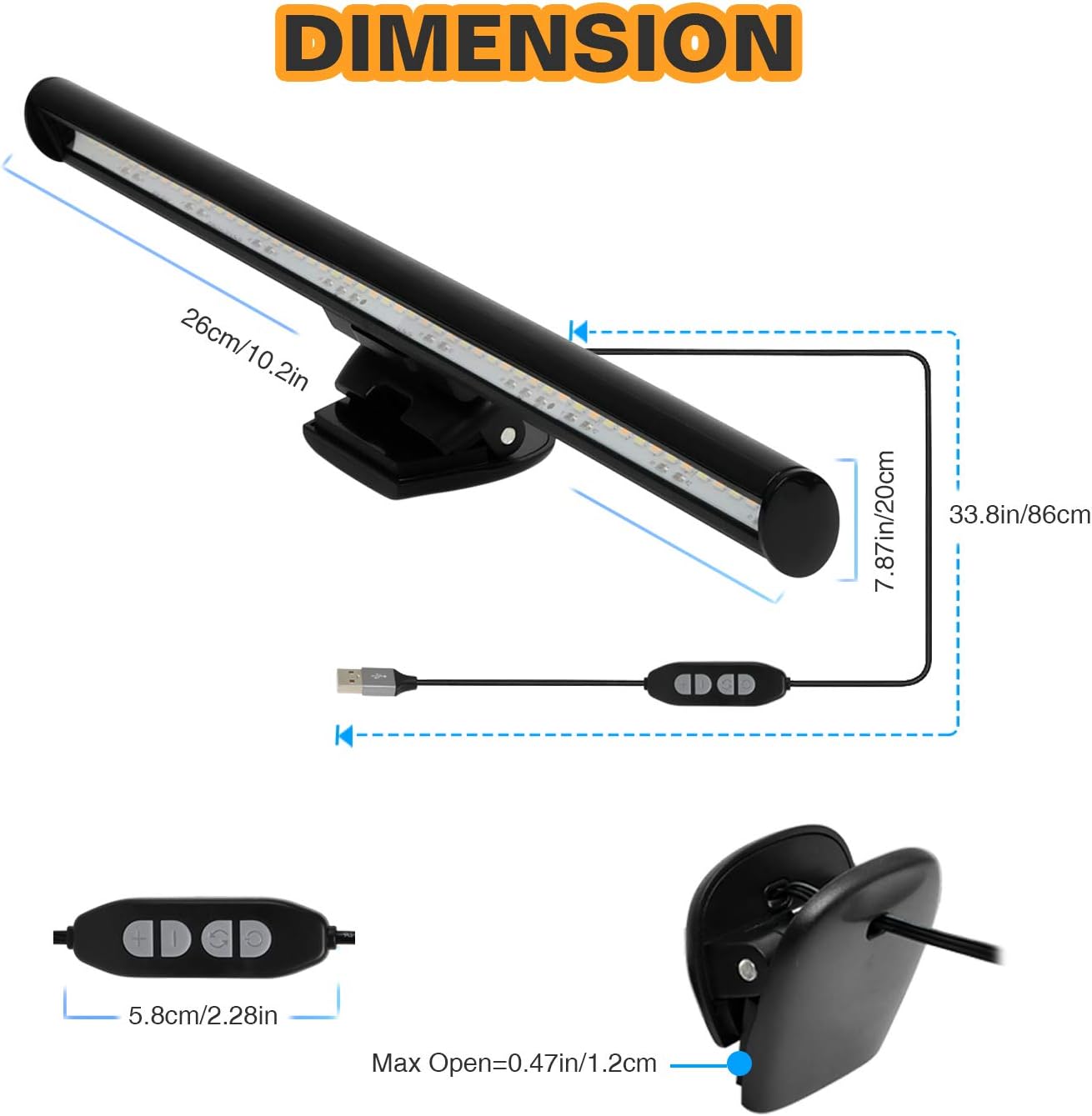 Monitor Light, Screen Light Bar Computer e-Reading LED Task Lamp, 3 Color Modes LightBar, 10 Brightness, USB Powered Monitor Lamp